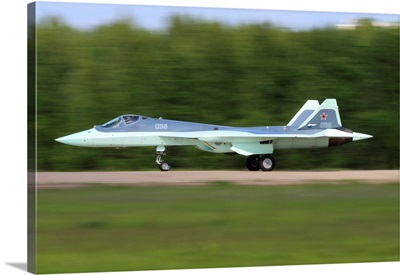 T-50 PAK-FA Russian Jet Fighter Taking Off