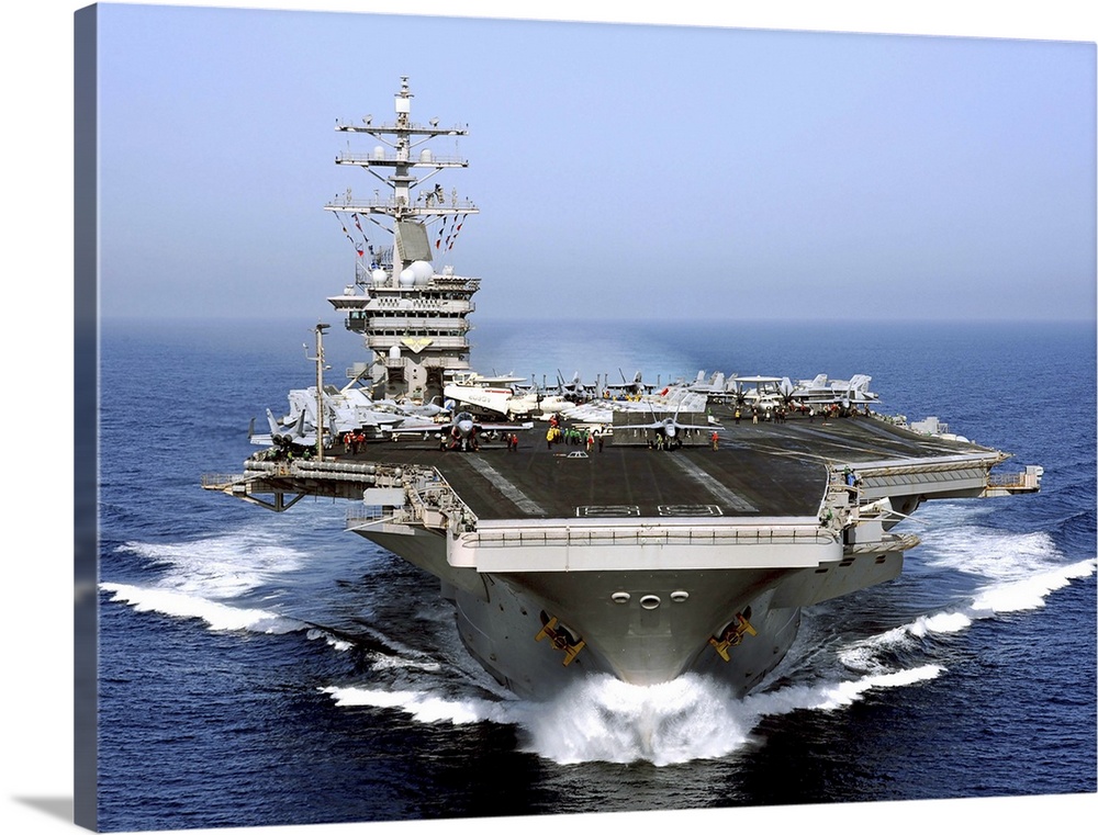 The aircraft carrier USS Dwight D. Eisenhower transits the Arabian Sea.