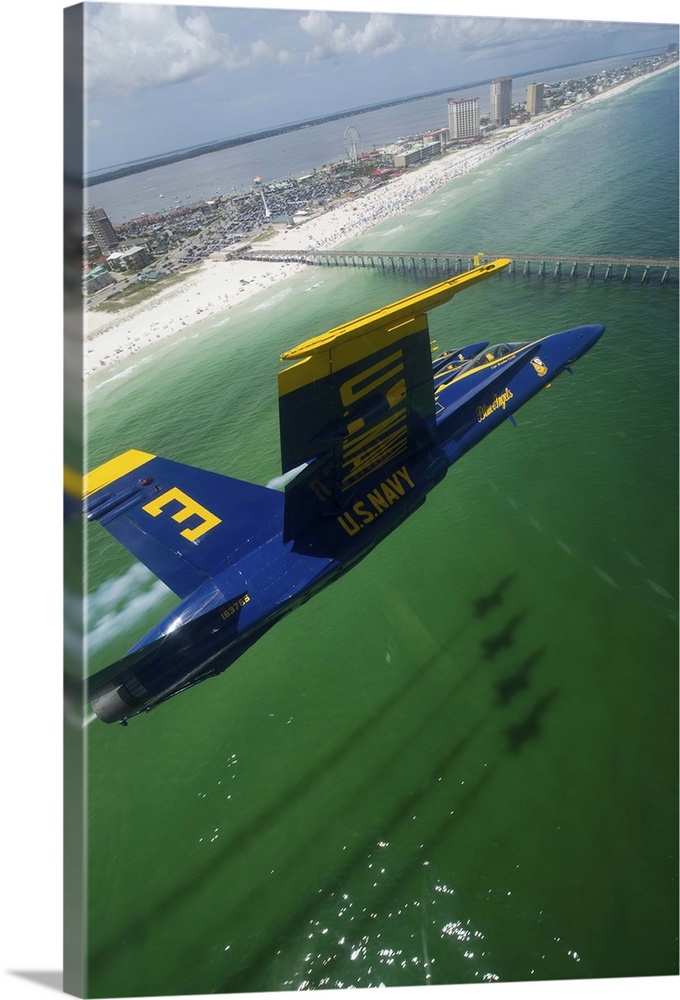 The Blue Angels perform a practice flight demonstration over Florida.