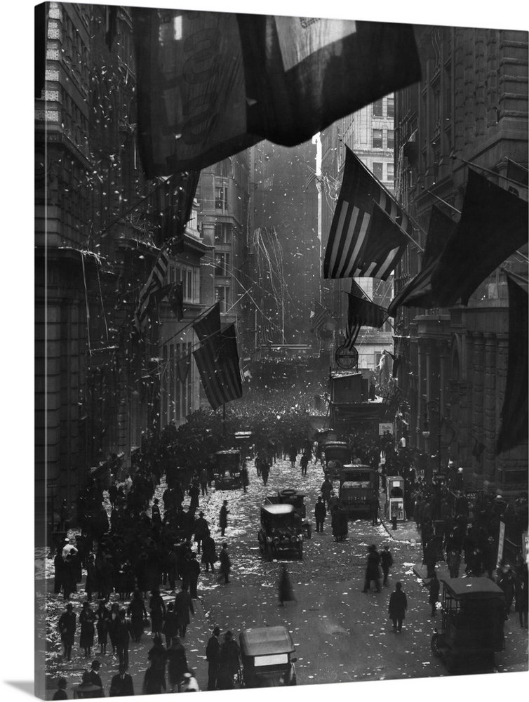The celebration on Wall Street after the German surrender that ended World War One.
