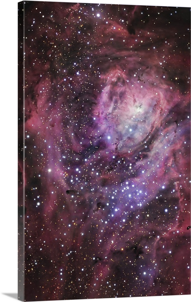 The central region of the Lagoon Nebula, which is also known as Messier 8, in the constellation of Sagittarius.