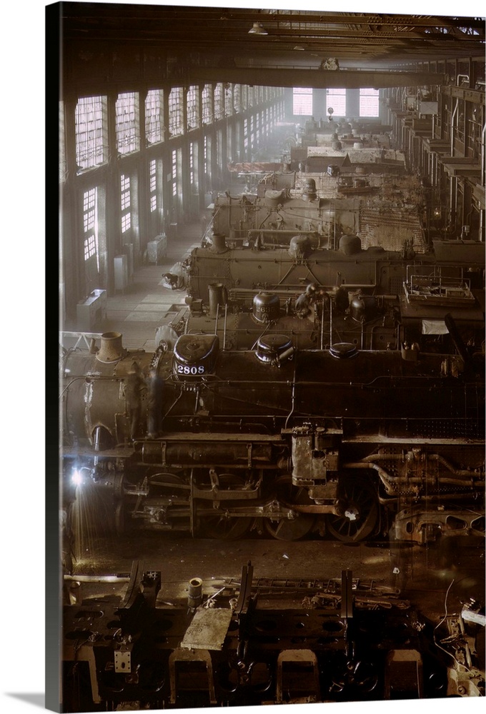 December 1942 - The Chicago and Northwestern railroad locomotive shop, Chicago, Illinois.