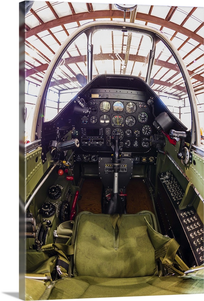 The cockpit of a P-51 Mustang.