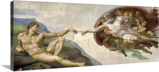 The Creation Of Adam Painting By Michelangelo On Ceiling Of The