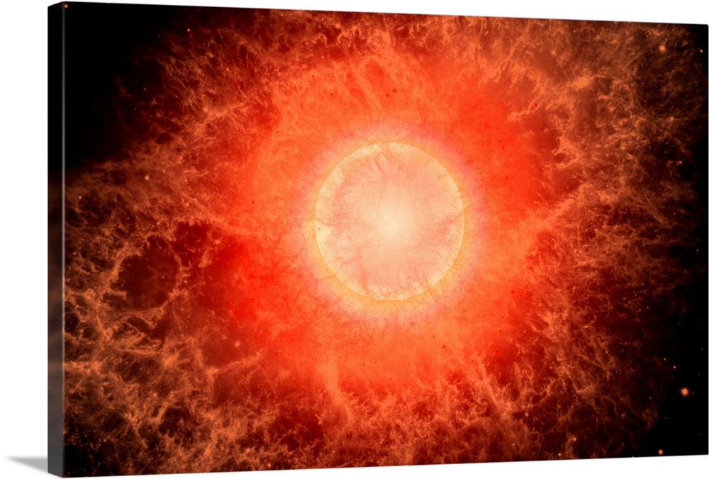 The death of a star as it becomes a supernova.
