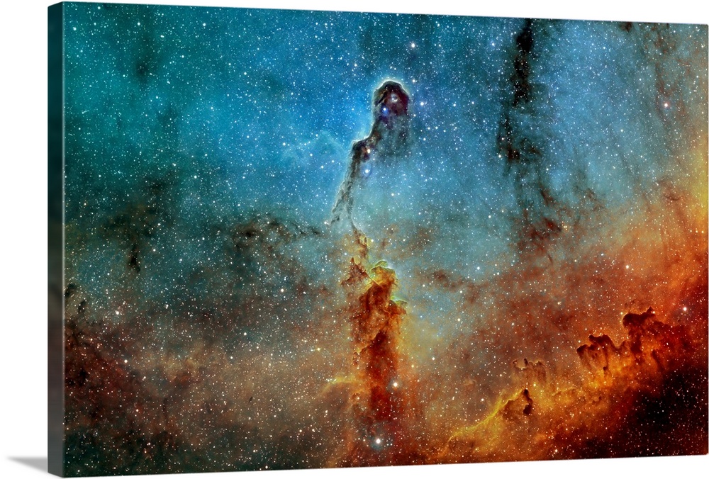 Large photograph showcases a concentration of interstellar gas and dust within the much larger ionized gas region IC 1396 ...