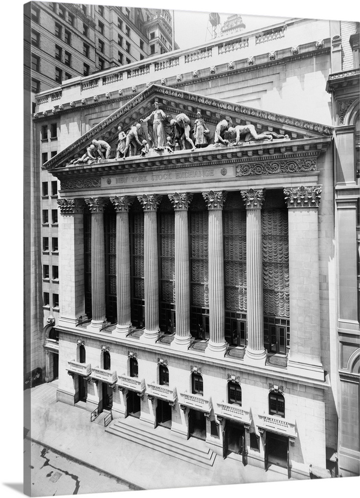The facade of the New York Stock Exchange, dated 1908.