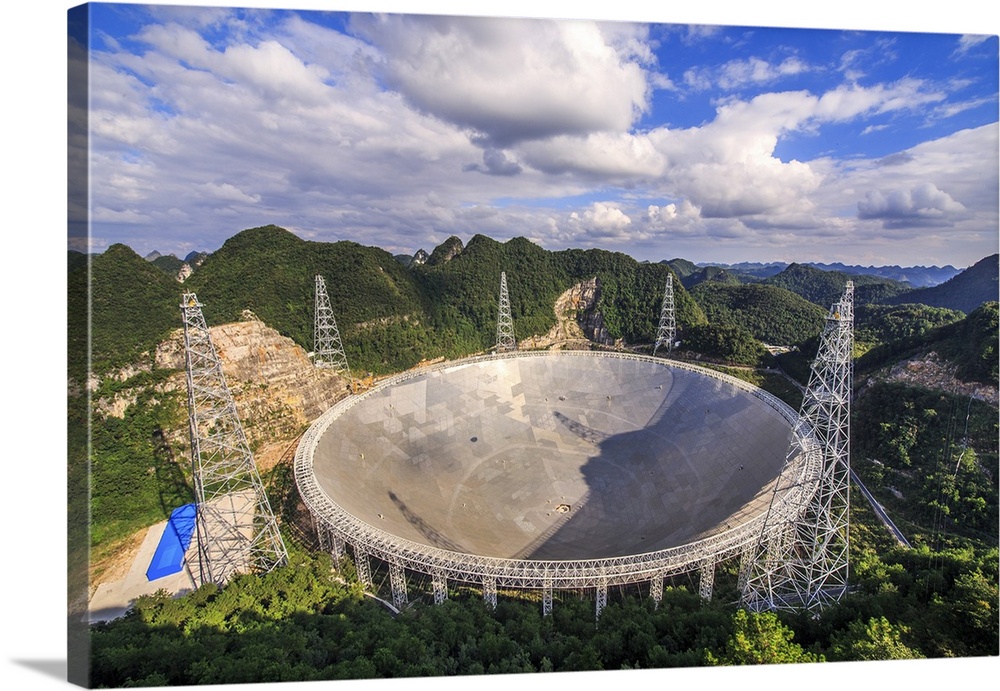 The Five-hundred-meter Aperture Spherical Telescope is nestled within a natural basin in China.