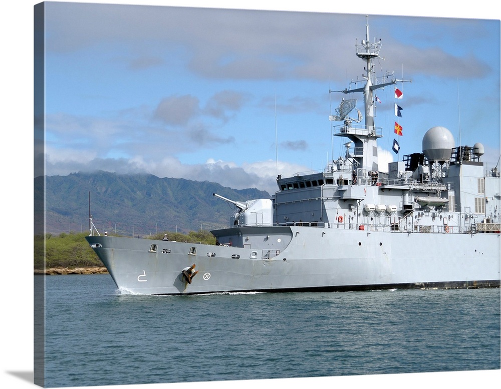 The French navy frigate FS Prairial departs Joint Base Pearl Harbor-Hickam.