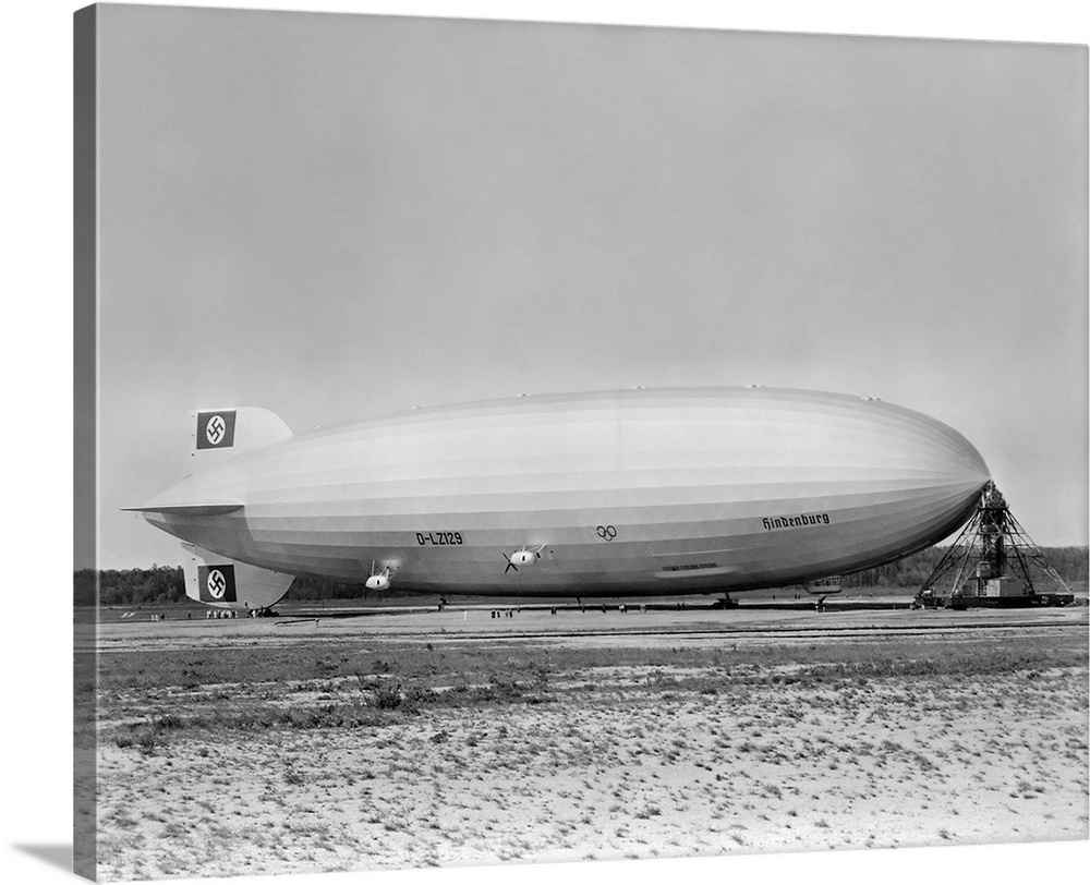 The Hindenburg airship at Lakehurst, New Jersey, 1936.