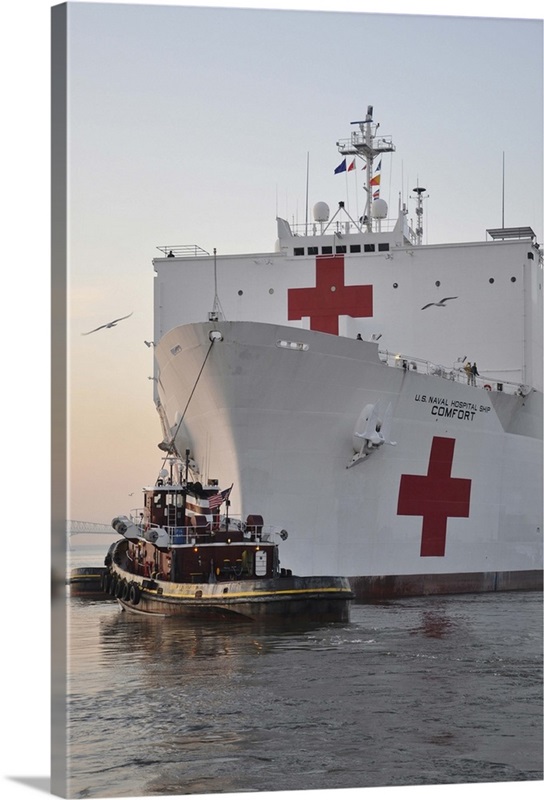 The hospital ship USNS Comfort departs for deployment Wall Art, Canvas ...