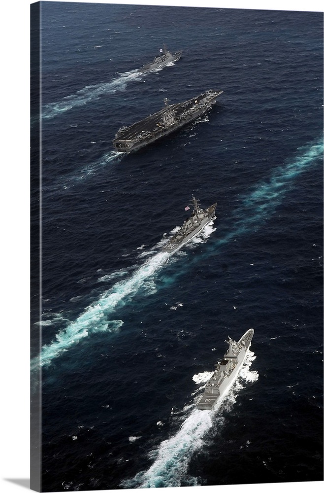 The John C. Stennis Carrier Strike Group are underway in formation with naval vessels from the Republic of Korea.