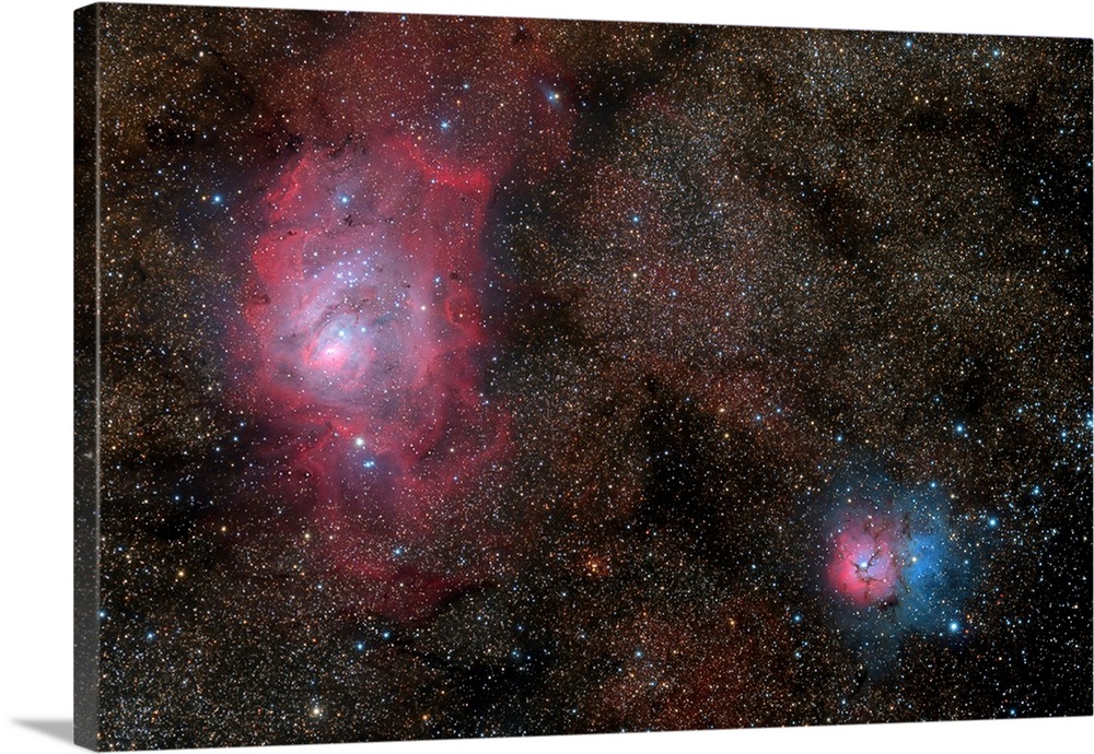 The Lagoon Nebula and Trifid Nebula.