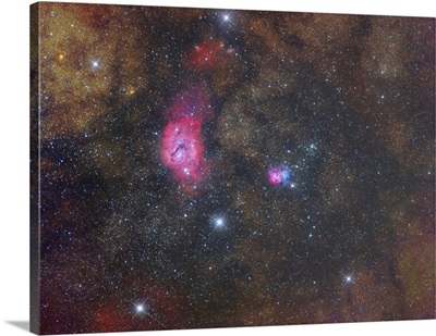 The Lagoon Nebula and Trifid Nebula in Sagittarius constellation