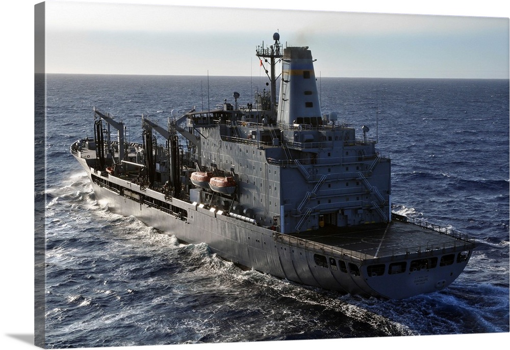 The Military Sealift Command fleet replenishment oiler USNS Guadalupe transits the Pacific Ocean.