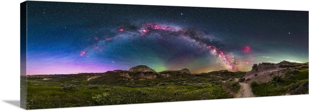 The Milky Way Arch Rising Over Dinosaur Provincial Park, Alberta, Canada
