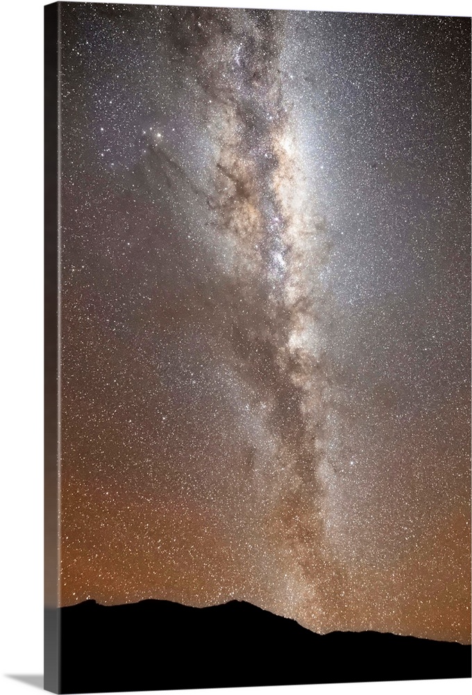 The Milky Way in vertical position rising from the horizon, Sierra de la Ventana, Argentina.