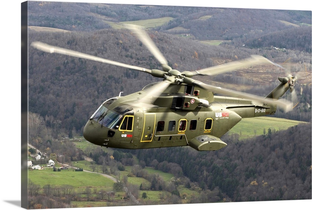 The next generation Presidential helicopter the US101 medium lift helicopter Wall Art, Canvas