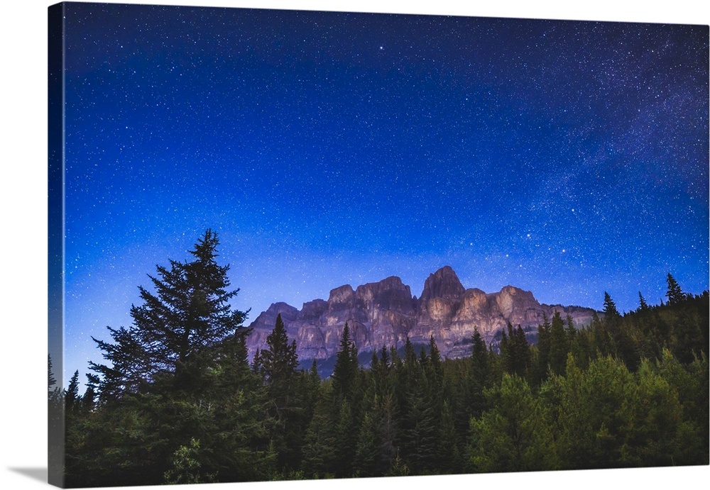 The stars of the northern sky over Castle Mountain in Banff National Park, Alberta, Canada