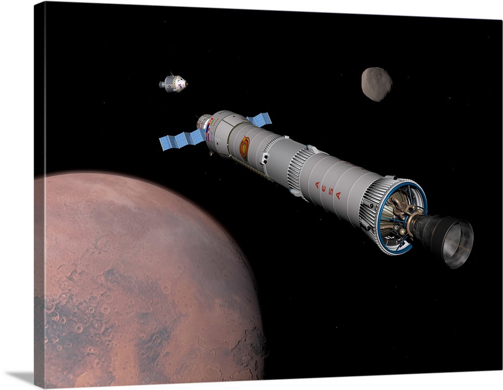 The Phobos mission rocket prepares for approach to the martian moon.