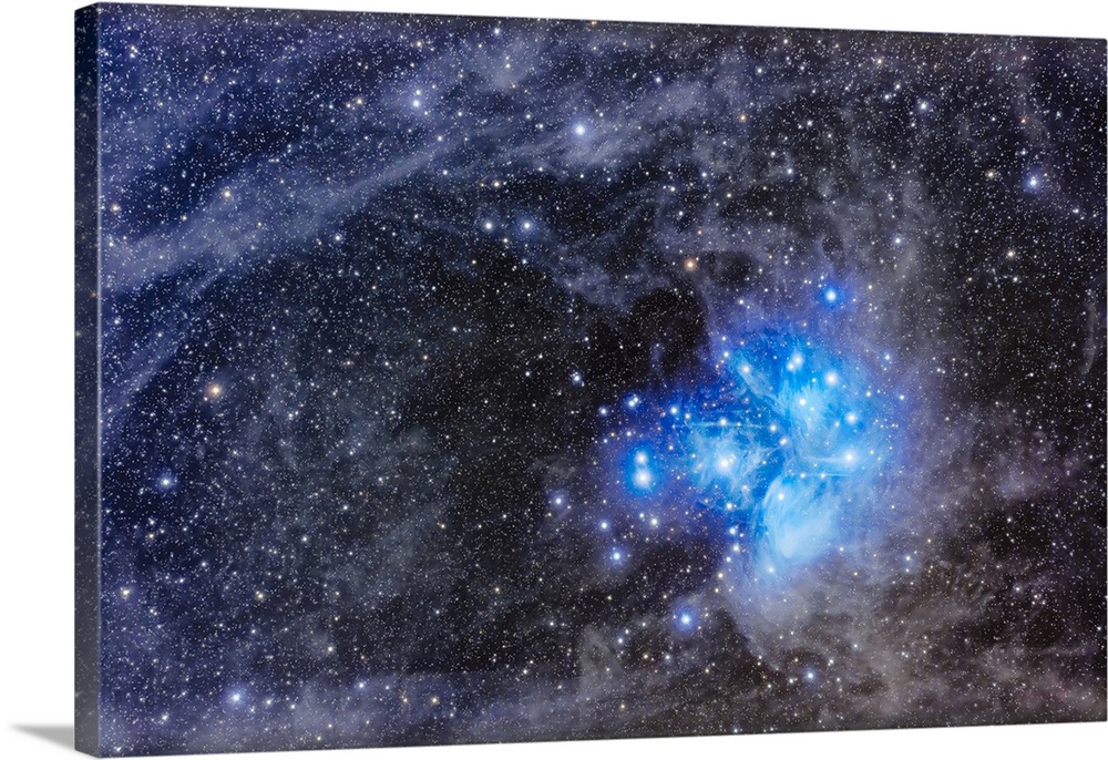 The Pleiades Star Cluster Amid A Dusty Starfield In Taurus
