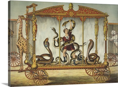 The Snake Wagon, With A Snake Performer At A Circus, 1874