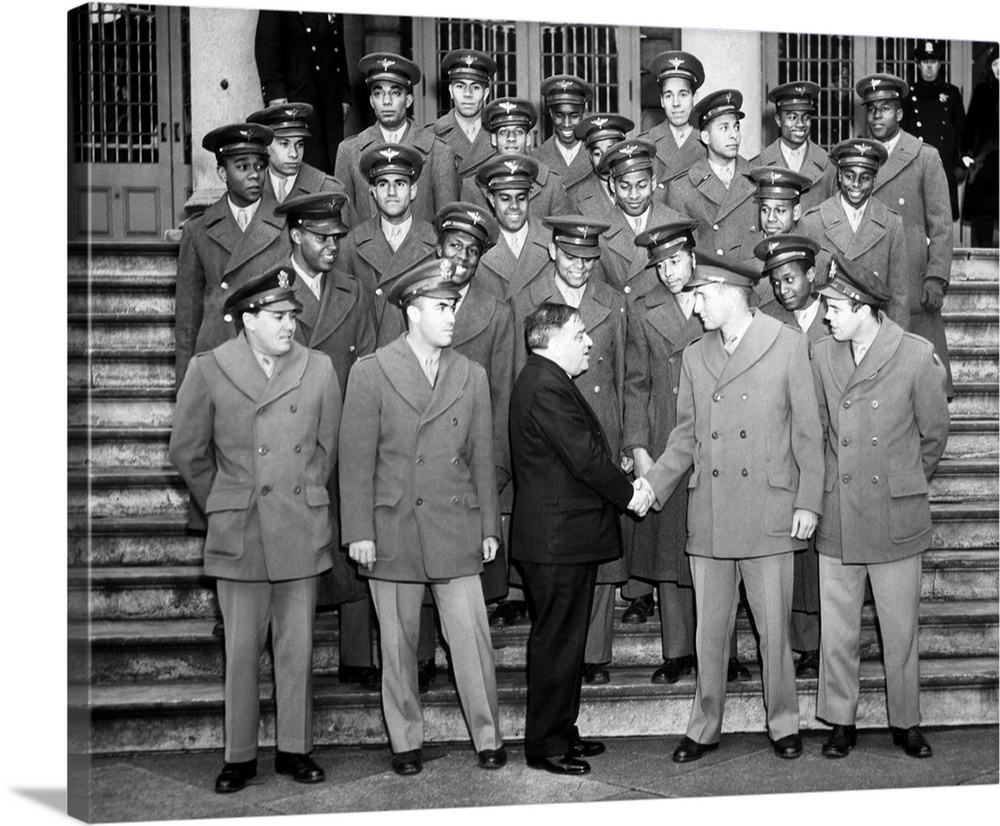 The United States' first Negro Navigation Cadets being congratulated by New York City Mayor at the NY City Hall.