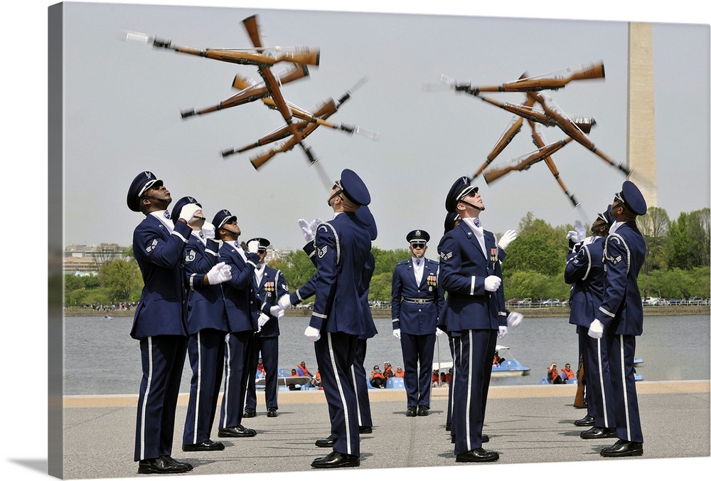 April 14, 2012 - The United States Air Force Honor Guard Drill Team competes during the Joint Service Drill Team Exhibitio...