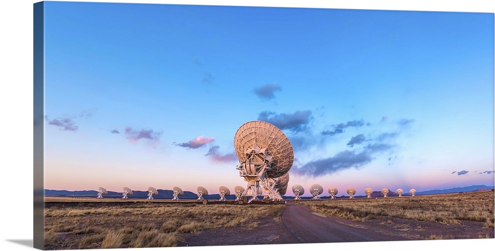 March 17, 2013 - The Very Large Array (VLA) radio telescope in New Mexico at sunset. The Earth's shadow rising at right an...