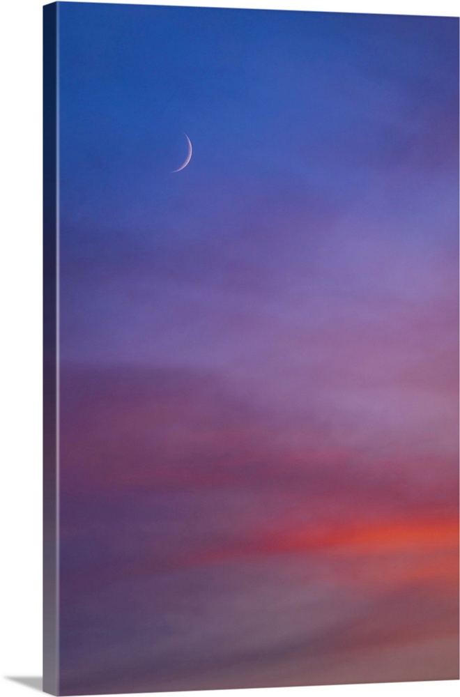 The Waxing 3-Day-Old Crescent Moon Above Venus Amidst A Summer Sunset