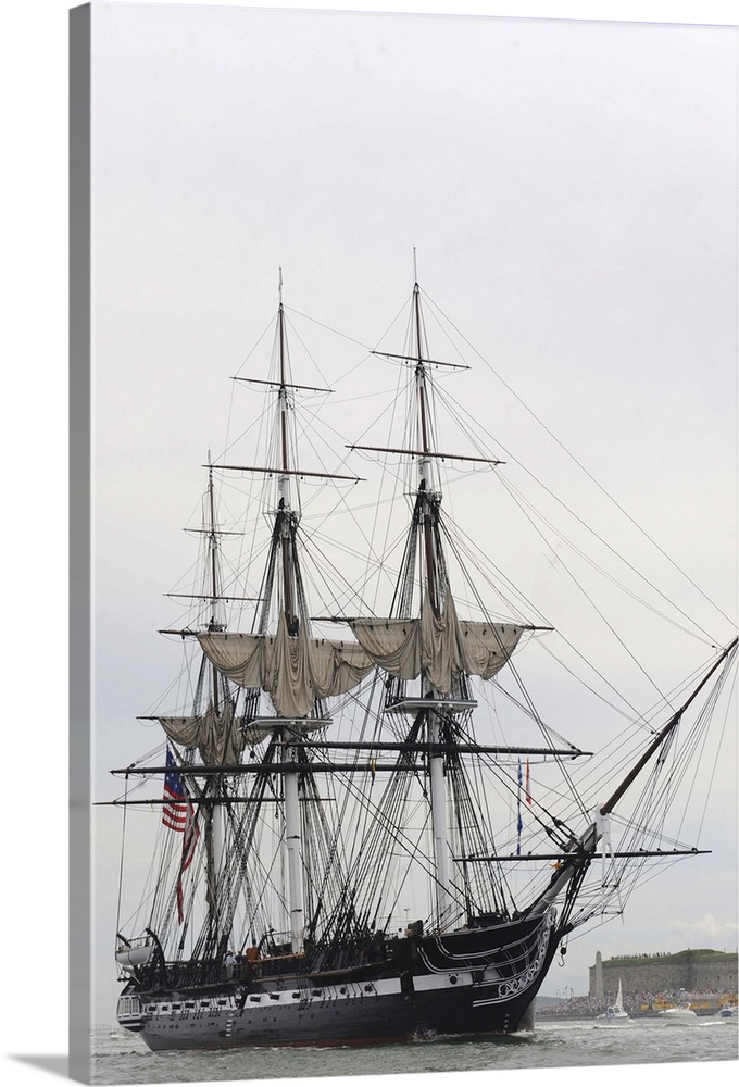 Charlestown, Massachusetts, August 19, 2012 - The world's oldest commissioned warship, USS Constitution, sails under her o...