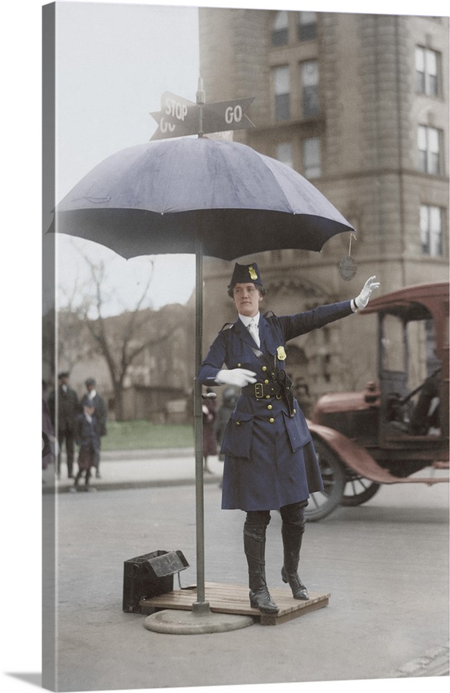 Traffic cop in Washington D.C., circa 1918. This photo has been digitally restored and colorized.