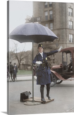 Traffic cop in Washington D.C., circa 1918.