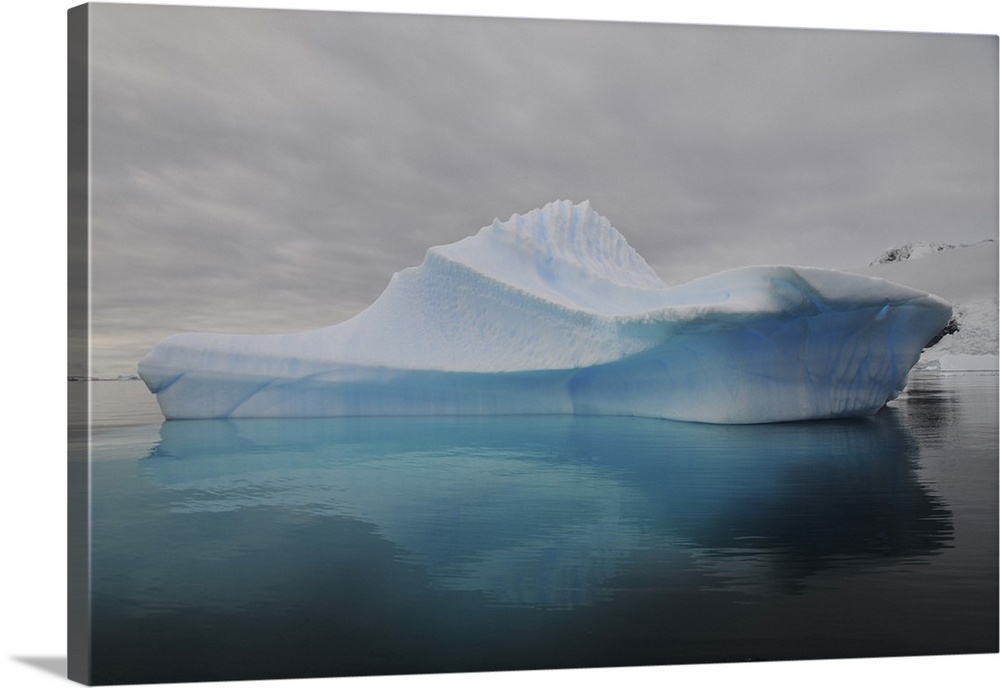 Translucent blue iceberg reflection, Antarctica.