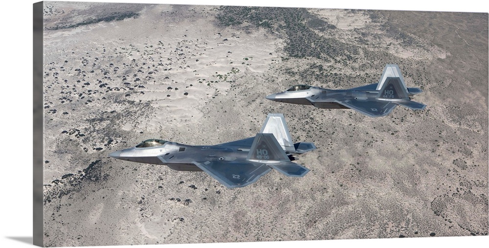Two F-22 Raptors from the 49th Fighter Wing flies in formation on a training mission out of Holloman Air Force Base, New M...