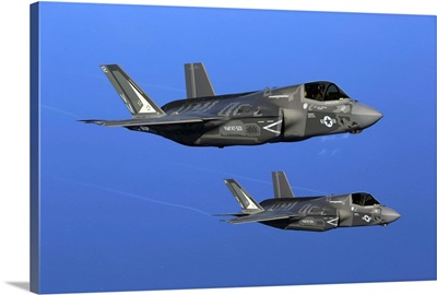 Two F-35B Joint Strike Fighter Jets Conduct Aerial Maneuvers