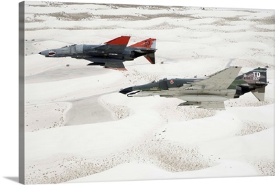 Two QF-4E Phantoms In Formation Over The White Sands National Monument In New Mexico