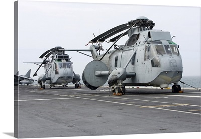Two SH-3H Helicopters Of The Spanish Navy Aboard An Aircraft Carrier