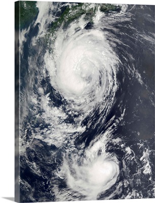 Two Typhoon systems approaching the Far East