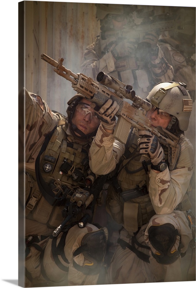 U.S. Air Force CSAR Parajumpers during a combat scene.