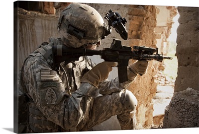 U.S. Army Ranger in Afghanistan combat scene