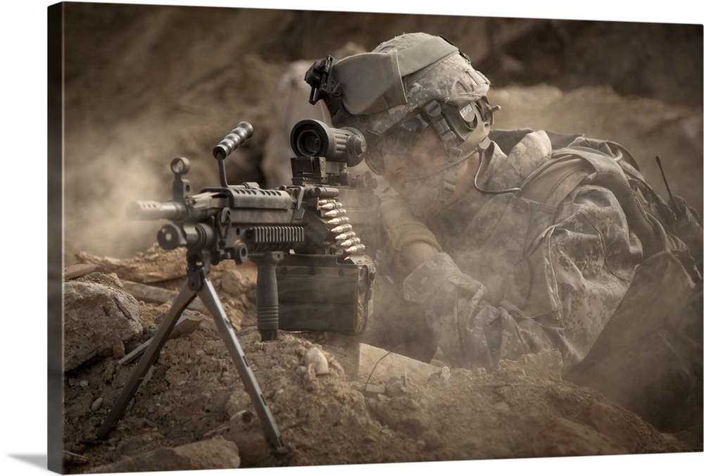 U.S. Army Ranger in Afghanistan combat scene.
