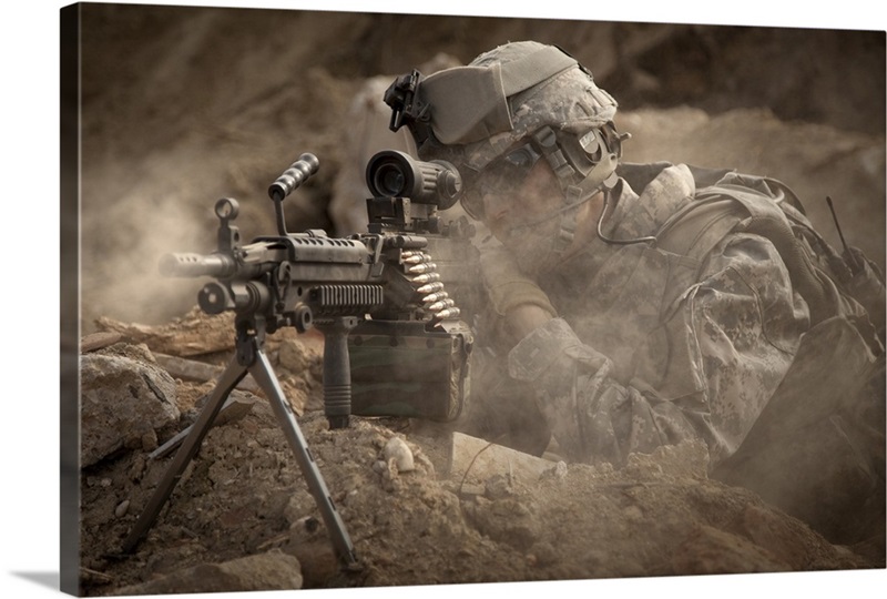 U.S. Army Ranger in Afghanistan combat scene Great Big Canvas