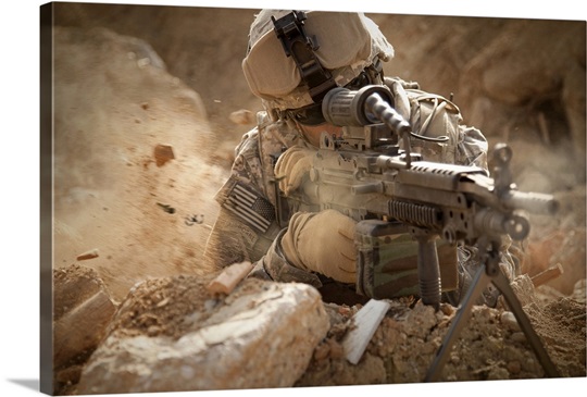 U.S. Army Ranger in Afghanistan combat scene Photo Canvas Print | Great ...