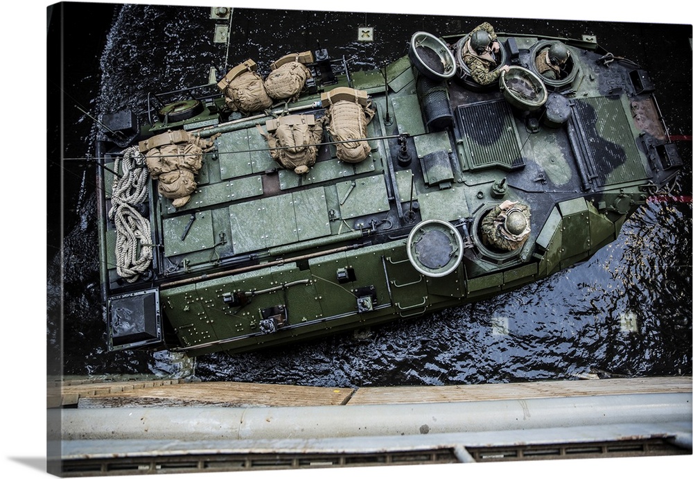 U.S. Marines in an amphibious assault vehicle.