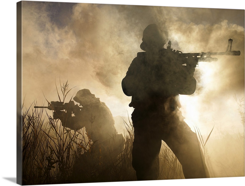 U.S. Navy SEALs during a combat scene.