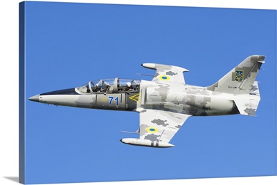 Ukrainian Air Force L-39 aircraft during training deployment at Lutsk Air Base, Ukraine.