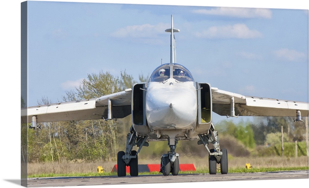 Ukrainian Air Force Su-24 aircraft during training deployment at Lutsk Air Base, Ukraine.