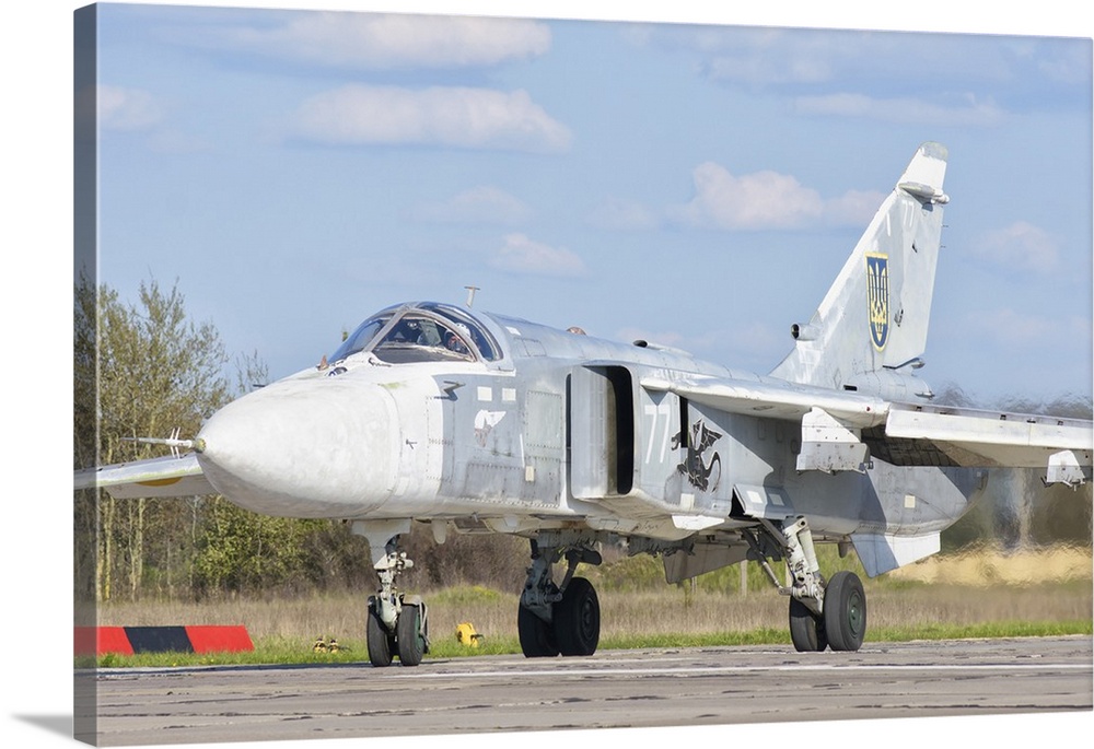 Ukrainian Air Force Su-24 aircraft during training deployment at Lutsk Air Base, Ukraine.