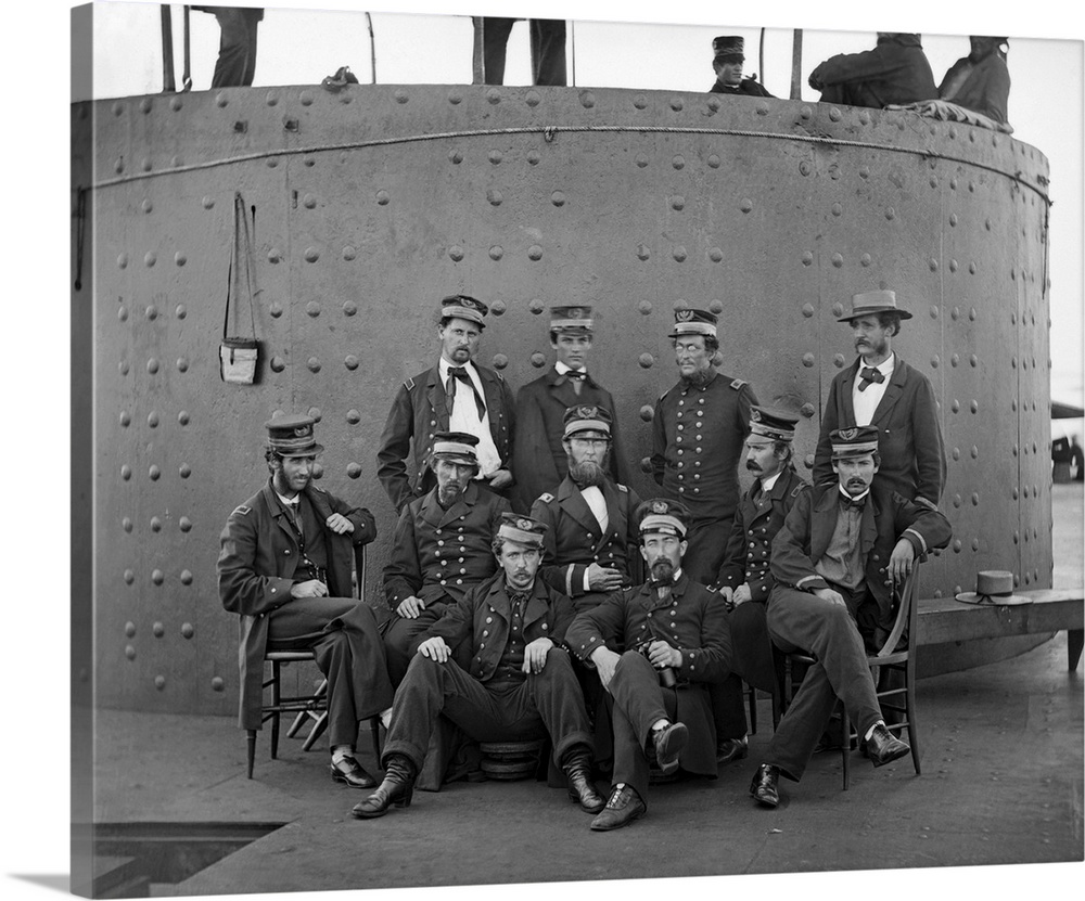 Union officers on board the USS Monitor while cruising the James River in 1862.